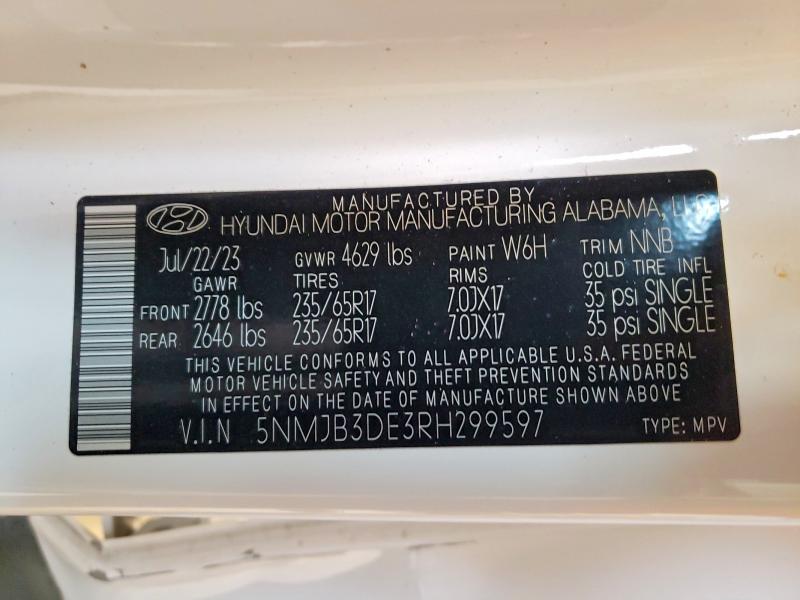 Продаж на аукціоні авто 2024 Hyundai Tucson, vin: 5NMJB3DE3RH299597, номер лоту: 48156946
