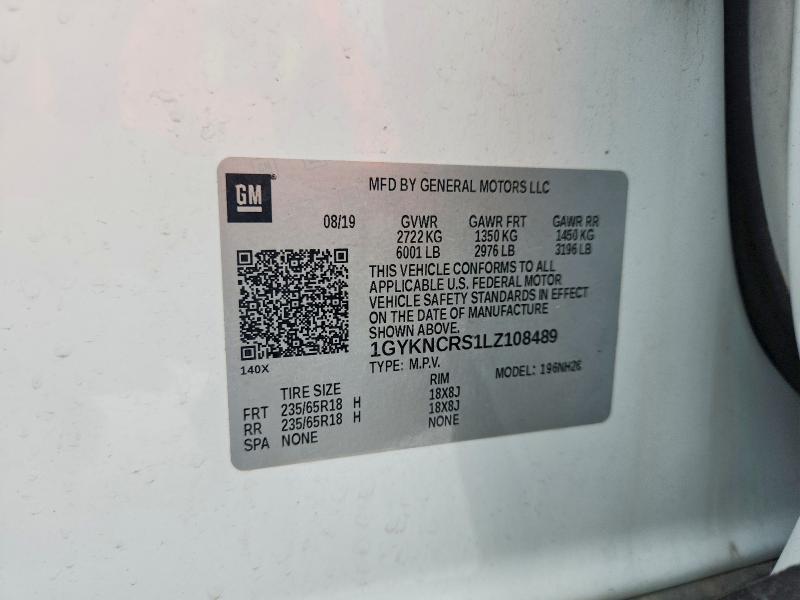 2020 Cadillac Xt5 მანქანა იყიდება აუქციონზე, vin: 1GYKNCRS1LZ108489, აუქციონის ნომერი: 79934135