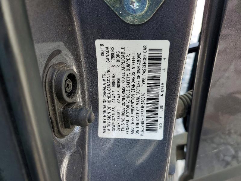 Продаж на аукціоні авто 2018 Honda Civic, vin: 2HGFC2F53JH570976, номер лоту: 47971346