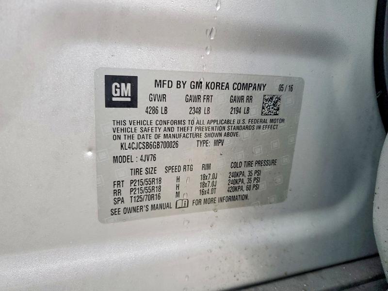 Продаж на аукціоні авто 2016 Buick Encore, vin: KL4CJCSB6GB700026, номер лоту: 79280955