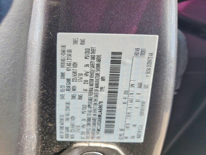 Продажа на аукционе авто 2021 Ford Escape, vin: 1FMCU0G66MUA68678, номер лота: 77563215
