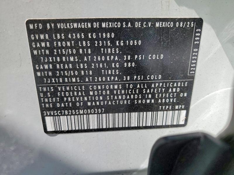 Aukcja sprzedaży 2025 Volkswagen Taos, vin: 3VVSC7B25SM090397, numer aukcji: 46385656