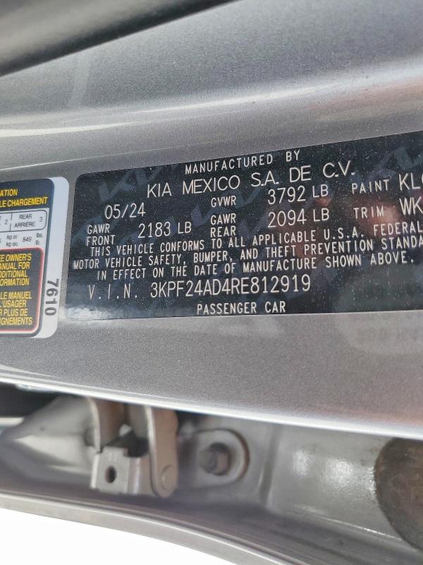 47260146 :رقم المزاد ، 3KPF24AD4RE812919 vin ، 2024 Kia Forte مزاد بيع