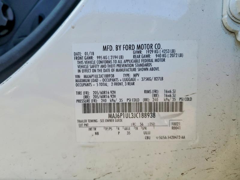 47432566 :رقم المزاد ، MAJ6P1UL3JC188938 vin ، 2018 Ford Ecosport مزاد بيع