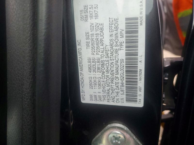 42043516 :رقم المزاد ، 5J8TB4H52GL002759 vin ، 2016 Acura Rdx مزاد بيع