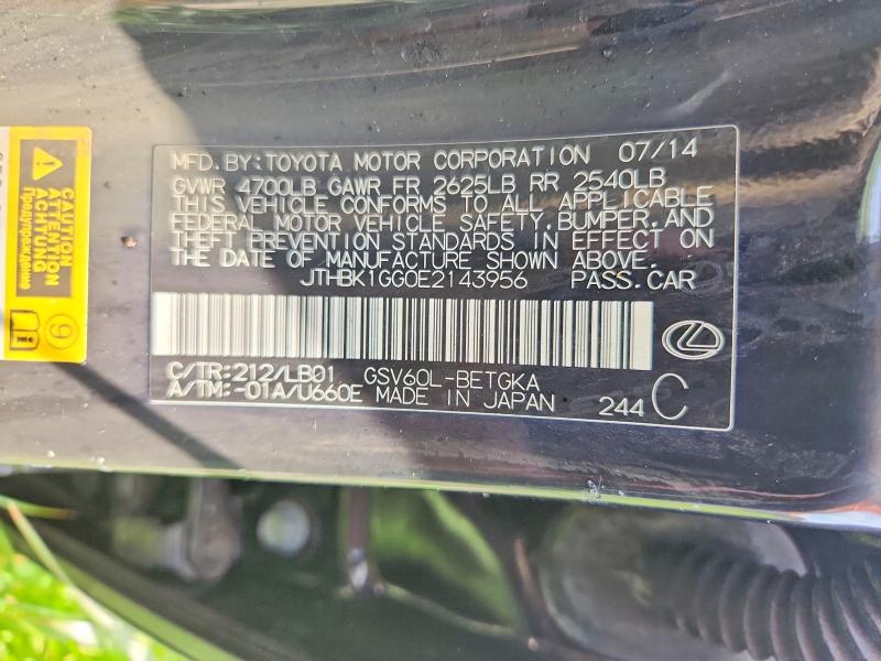 Aukcja sprzedaży 2014 Lexus Es 350, vin: JTHBK1GG0E2143956, numer aukcji: 47775696