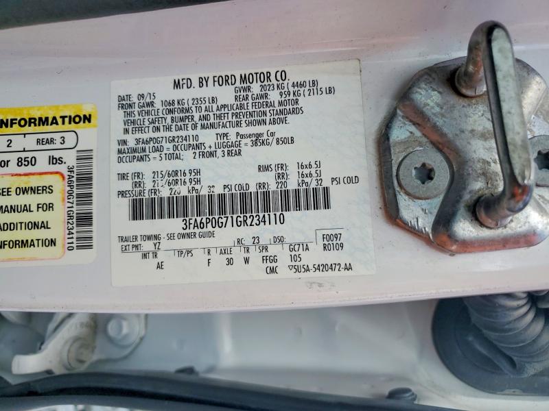Aukcja sprzedaży 2016 Ford Fusion, vin: 3FA6P0G71GR234110, numer aukcji: 48163486