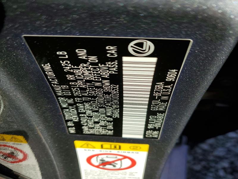 2019 Lexus Es 350 მანქანა იყიდება აუქციონზე, vin: 58ABZ1B13KU028532, აუქციონის ნომერი: 45735286