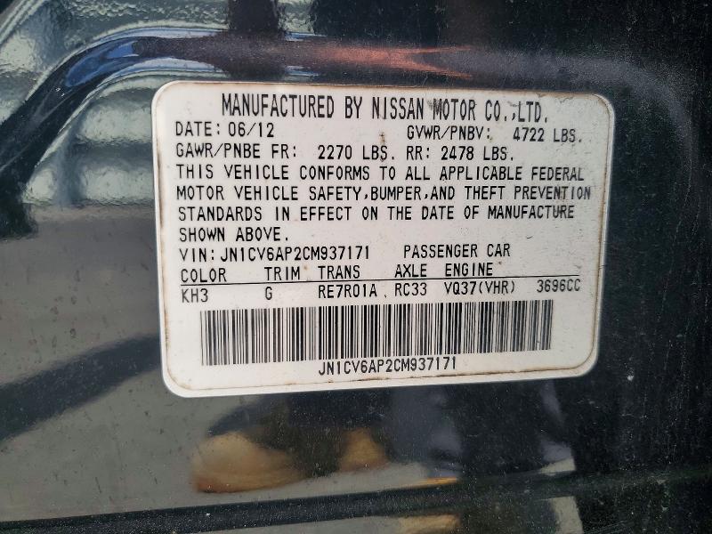 Aukcja sprzedaży 2012 Infiniti G37 Sedan, vin: JN1CV6AP2CM937171, numer aukcji: 46649746