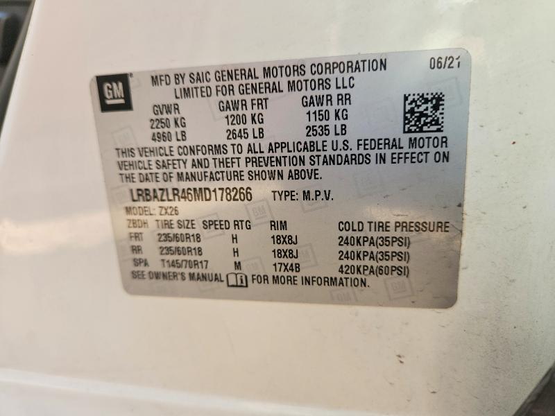 Продаж на аукціоні авто 2021 Buick Envision, vin: LRBAZLR46MD178266, номер лоту: 79806565