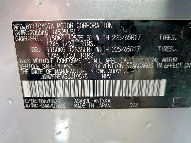 46956376 :رقم المزاد ، JTMZFREV3JJ195781 vin ، 2018 Toyota Rav4 مزاد بيع