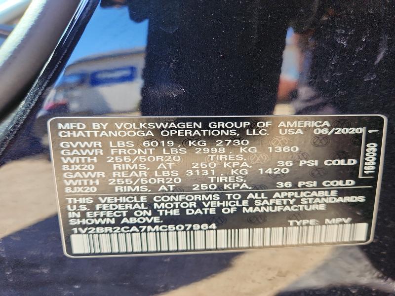 47274856 :رقم المزاد ، 1V2BR2CA7MC507964 vin ، 2021 Volkswagen Atlas مزاد بيع
