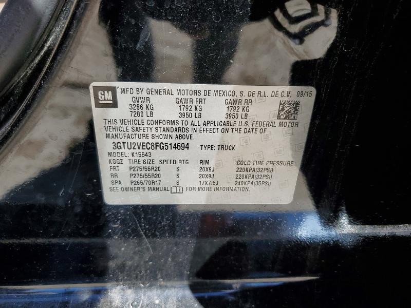 Продажа на аукционе авто 2015 Gmc Sierra, vin: 3GTU2VEC8FG514694, номер лота: 45777896