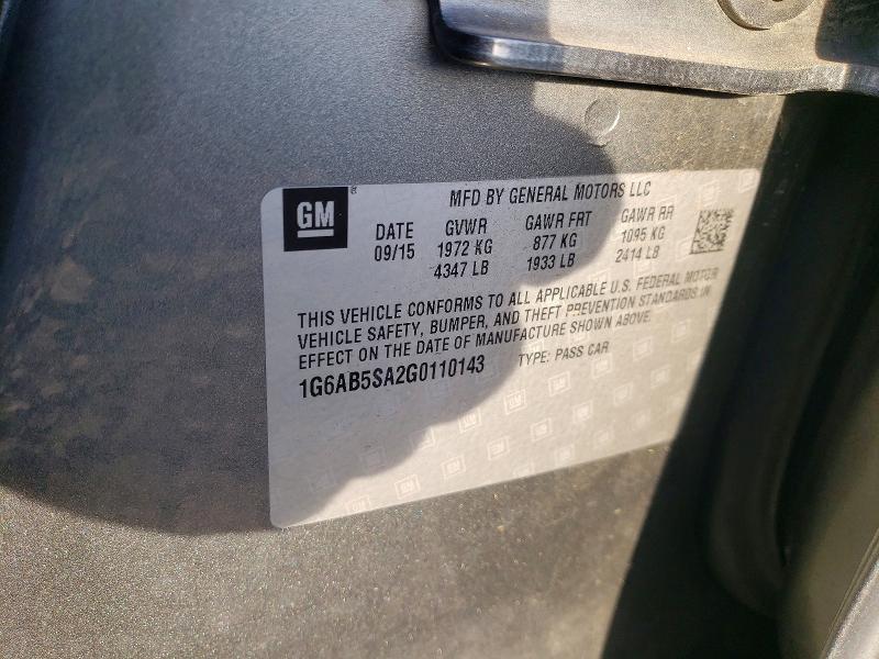 Продажа на аукционе авто 2016 Cadillac Ats, vin: 1G6AB5SA2G0110143, номер лота: 41992396