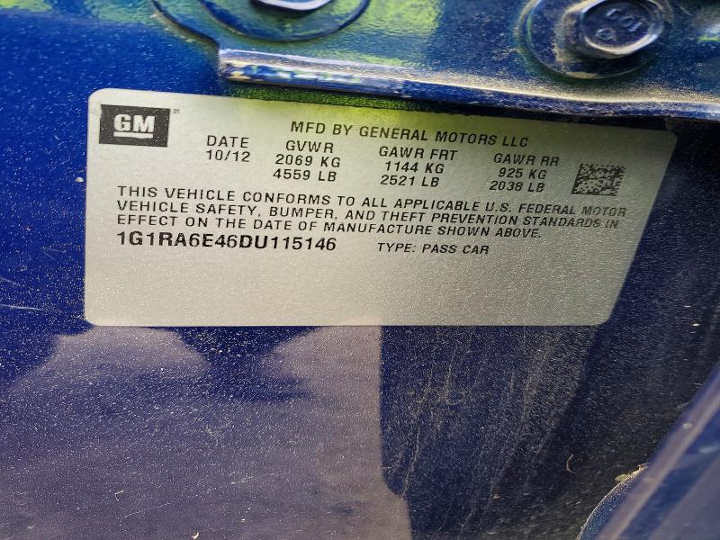 2013 Chevrolet Volt მანქანა იყიდება აუქციონზე, vin: 1G1RA6E46DU115146, აუქციონის ნომერი: 47450676