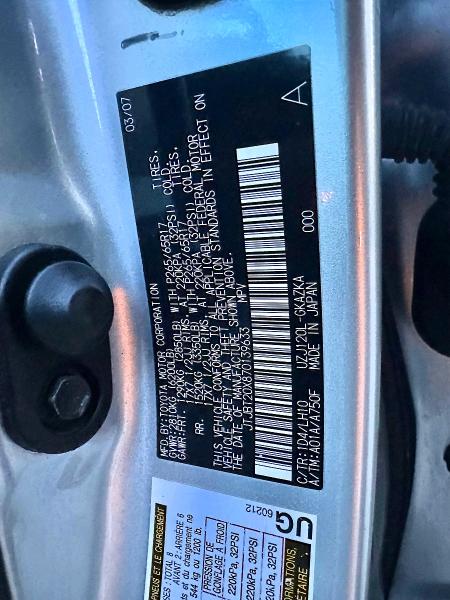 47843206 :رقم المزاد ، JTJBT20X870139633 vin ، 2007 Lexus Gx 470 مزاد بيع