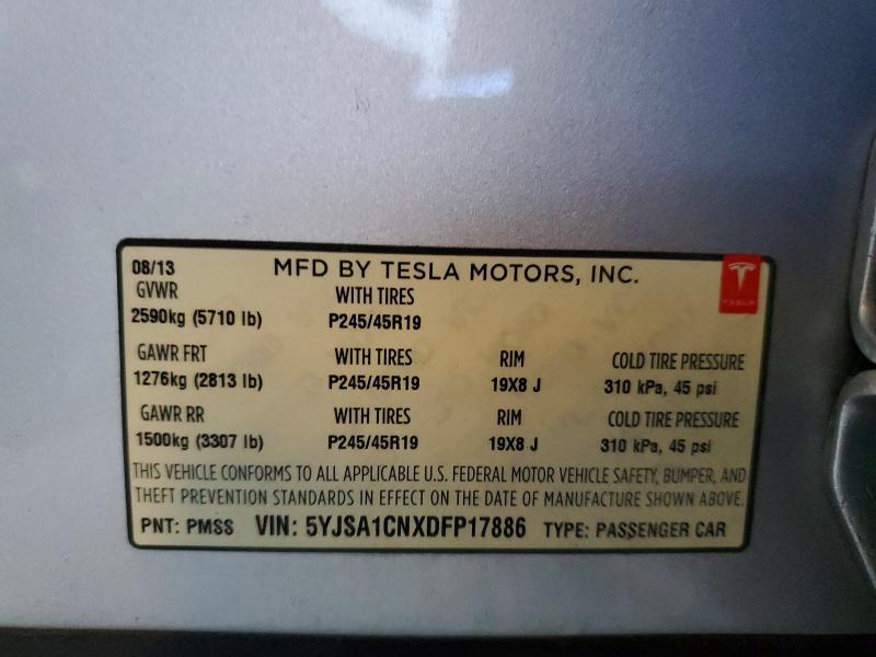 Продажа на аукционе авто 2013 Tesla Model S, vin: 5YJSA1CNXDFP17886, номер лота: 46762296