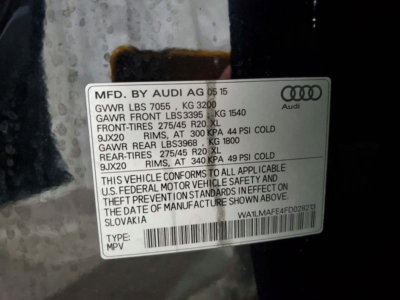 79599105 :رقم المزاد ، WA1LMAFE4FD028213 vin ، 2015 Audi Q7 مزاد بيع