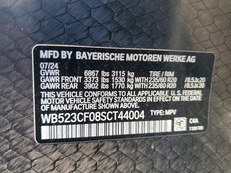 2025 Bmw Ix მანქანა იყიდება აუქციონზე, vin: WB523CF08SCT44004, აუქციონის ნომერი: 46025216