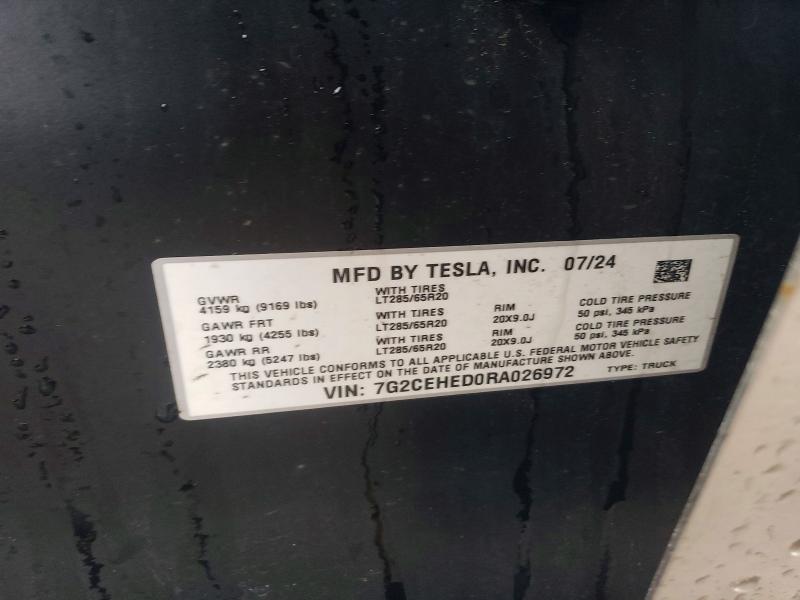 Aukcja sprzedaży 2024 Tesla Cybertruck, vin: 7G2CEHED0RA026972, numer aukcji: 45491566