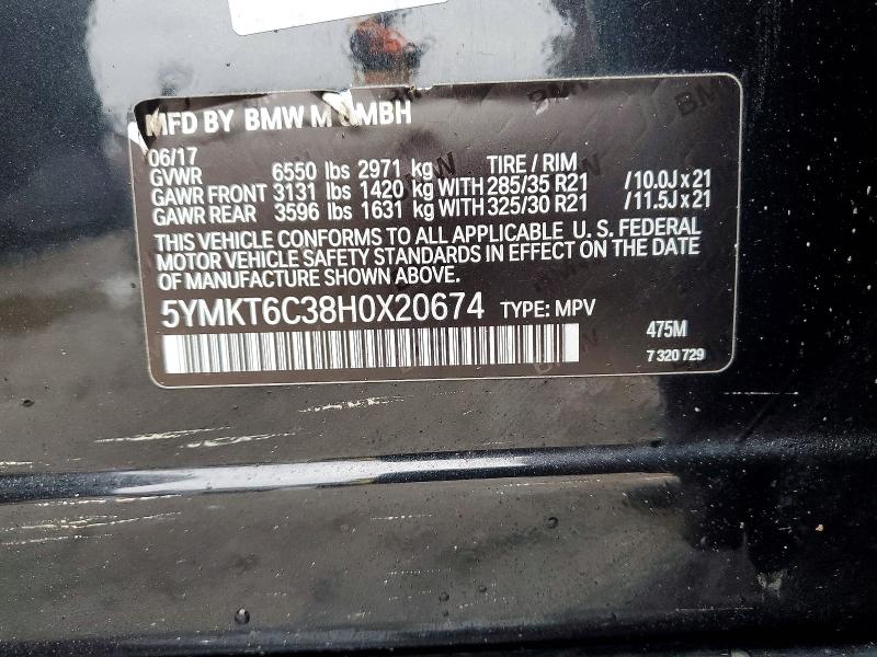 79693775 :رقم المزاد ، 5YMKT6C38H0X20674 vin ، 2017 Bmw X5 مزاد بيع