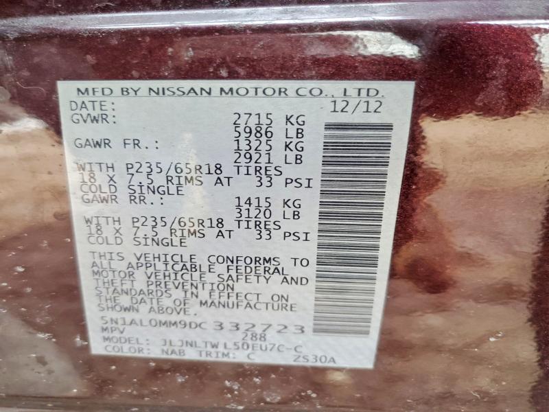 Aukcja sprzedaży 2013 Infiniti Jx35, vin: 5N1AL0MM9DC332723, numer aukcji: 47058166