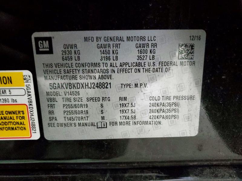 Aukcja sprzedaży 2017 Buick Enclave, vin: 5GAKVBKDXHJ248821, numer aukcji: 46631136