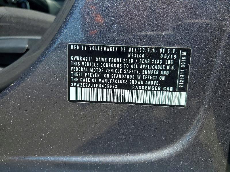 Продажа на аукционе авто 2015 Volkswagen Jetta, vin: 3VW2K7AJ1FM405693, номер лота: 46733356