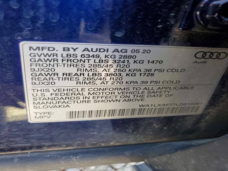 Продаж на аукціоні авто 2020 Audi Q7, vin: WA1LXAF77LD010261, номер лоту: 46677926