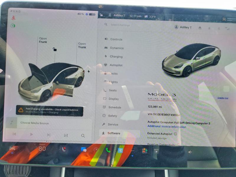 46042266 :رقم المزاد ، 5YJ3E1EB6KF418064 vin ، 2019 Tesla Model 3 مزاد بيع