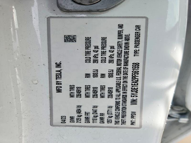 Продаж на аукціоні авто 2023 Tesla Model 3, vin: 5YJ3E1EA2PF561558, номер лоту: 46076406