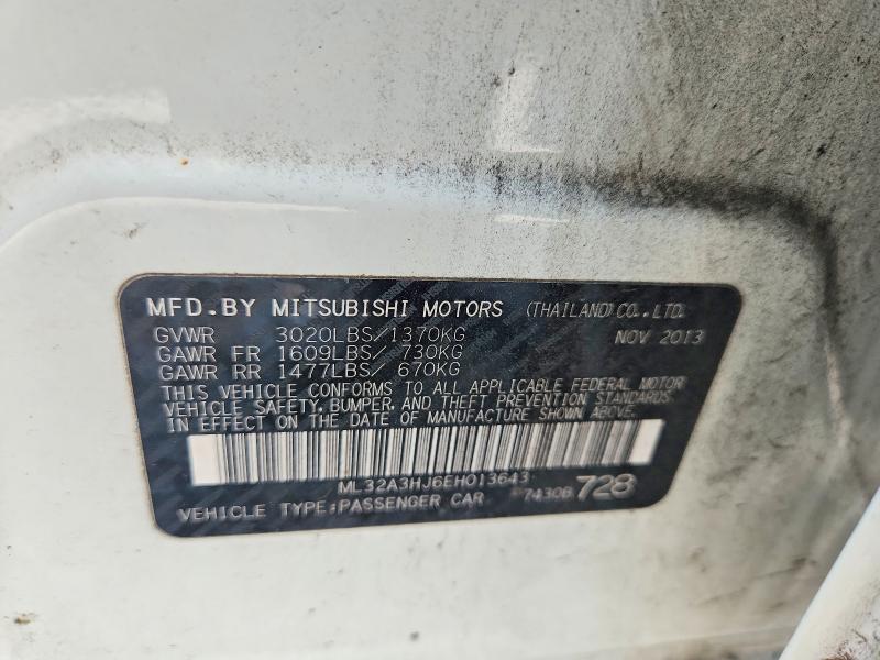 Продаж на аукціоні авто 2014 Mitsubishi Mirage, vin: ML32A3HJ6EH013643, номер лоту: 47600666