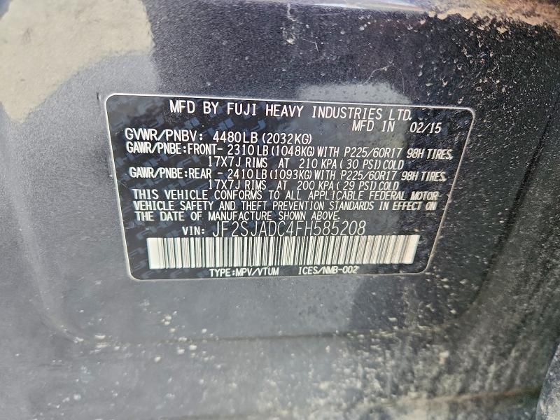 47521216 :رقم المزاد ، JF2SJADC4FH585208 vin ، 2015 Subaru Forester مزاد بيع