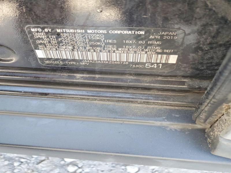 Продаж на аукціоні авто 2019 Mitsubishi Outlander, vin: JA4AZ3A3XKZ046738, номер лоту: 46364866