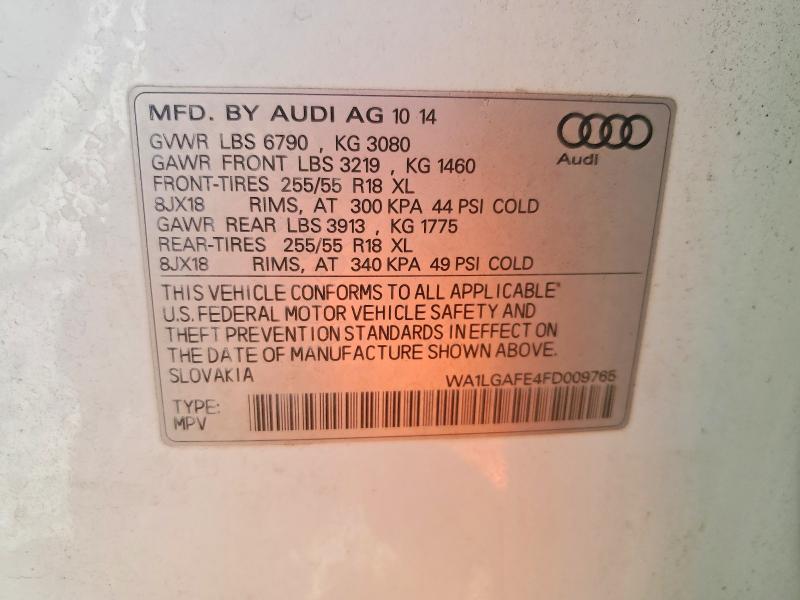 Продажа на аукционе авто 2015 Audi Q7, vin: WA1LGAFE4FD009765, номер лота: 48085226