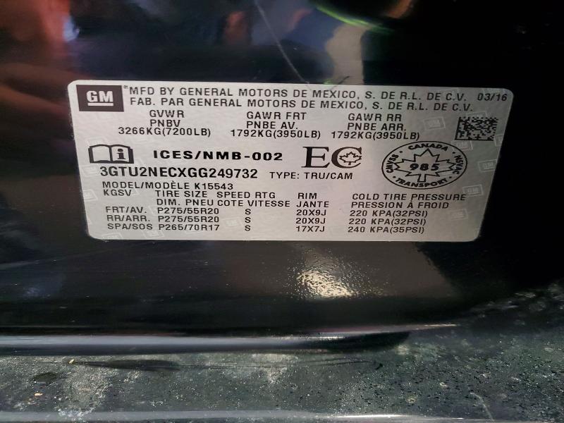 2016 Gmc Sierra მანქანა იყიდება აუქციონზე, vin: 3GTU2NECXGG249732, აუქციონის ნომერი: 41690596