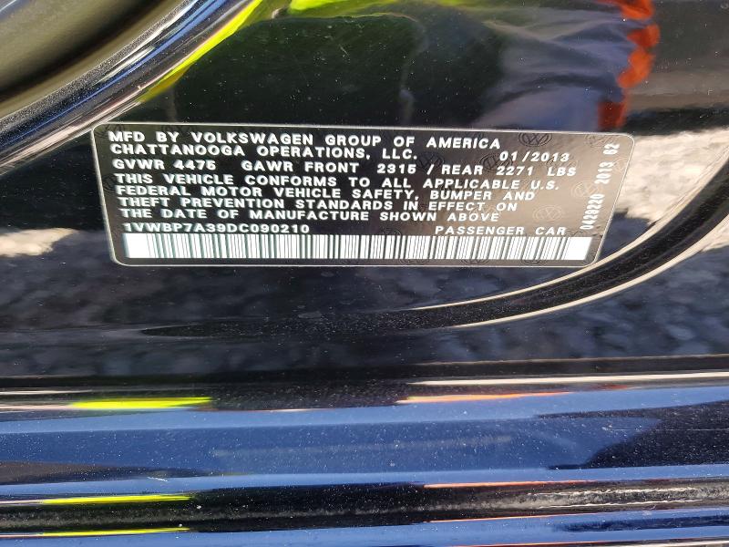 Продажа на аукционе авто 2013 Volkswagen Passat, vin: 1VWBP7A39DC090210, номер лота: 46064346