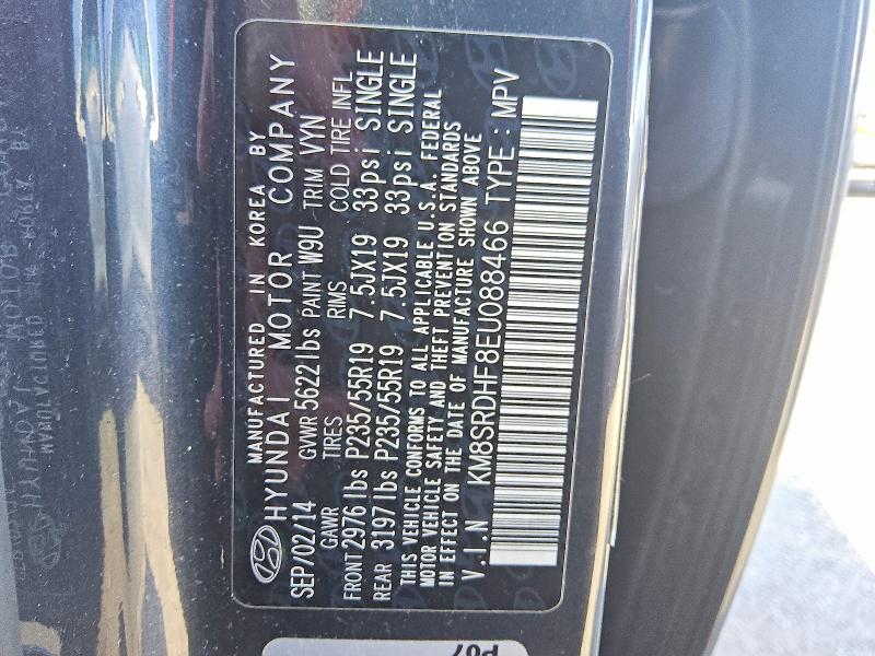 78412795 :رقم المزاد ، KM8SRDHF8EU088466 vin ، 2014 Hyundai Santa Fe مزاد بيع