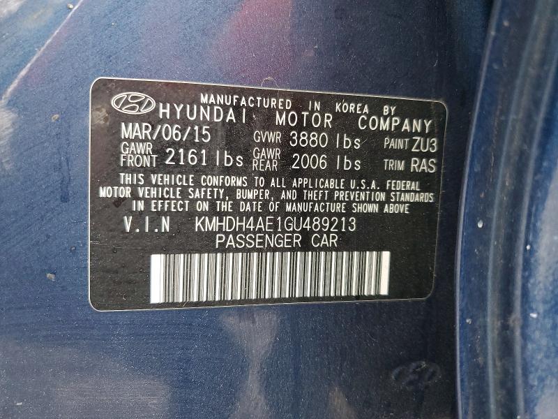 Продажа на аукционе авто 2016 Hyundai Elantra, vin: KMHDH4AE1GU489213, номер лота: 79055405