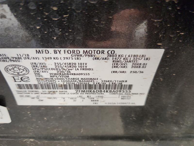 45837736 :رقم المزاد ، 2FMHK6D84KBA09555 vin ، 2019 Ford Flex مزاد بيع