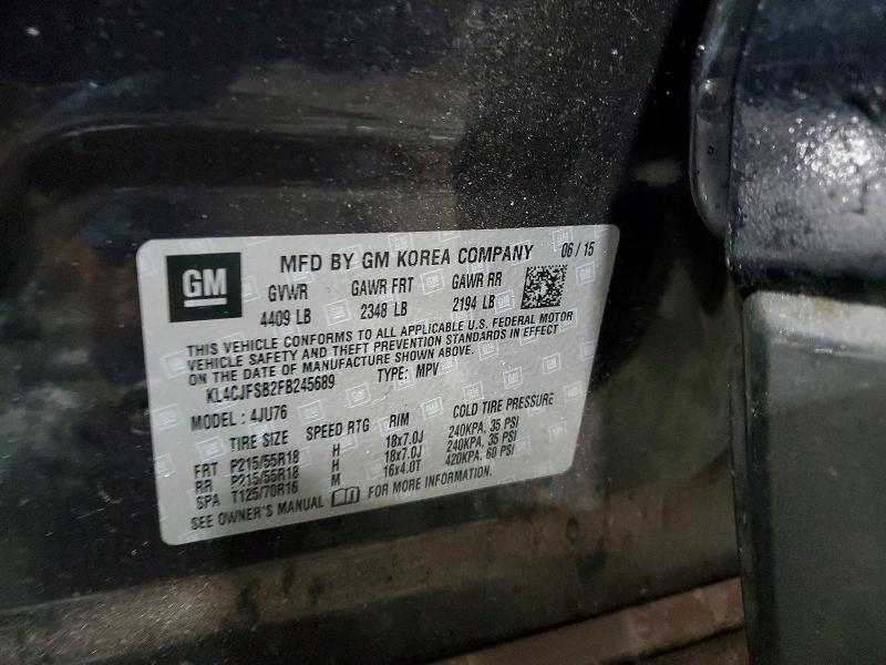 41822276 :رقم المزاد ، KL4CJFSB2FB245689 vin ، 2015 Buick Encore مزاد بيع