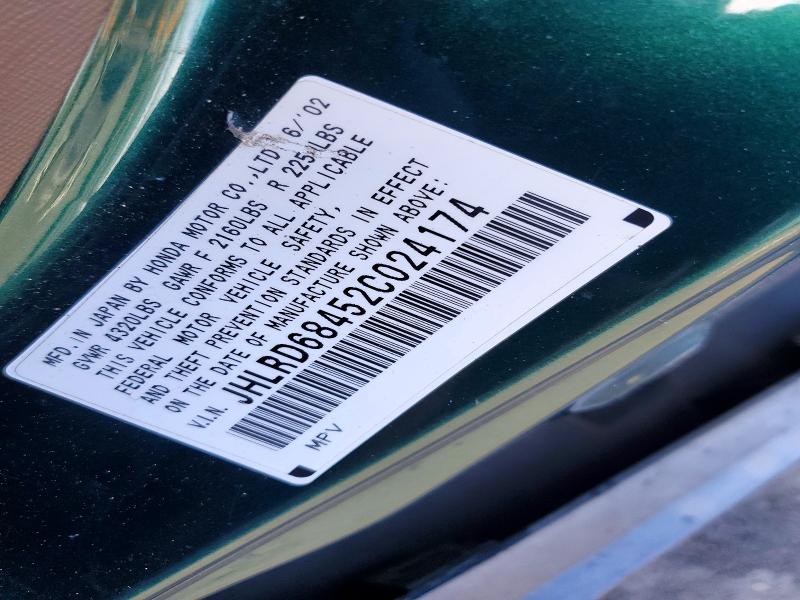 46775496 :رقم المزاد ، JHLRD68452C024174 vin ، 2002 Honda Cr-v مزاد بيع