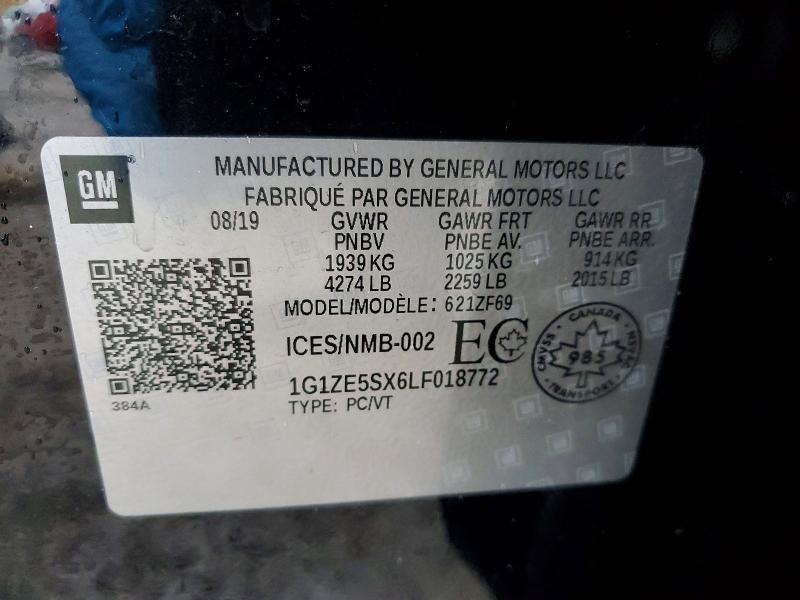 Aukcja sprzedaży 2020 Chevrolet Malibu, vin: 1G1ZE5SX6LF018772, numer aukcji: 45741106