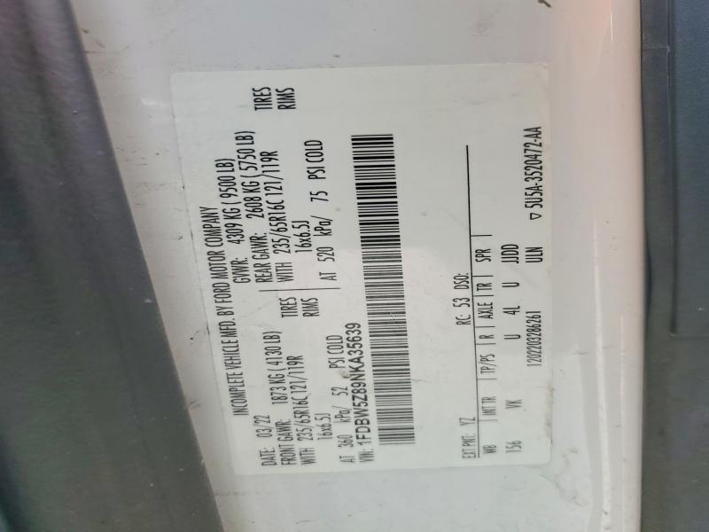 Продажа на аукционе авто 2022 Ford Transit, vin: 1FDBW5Z89NKA35639, номер лота: 46949366