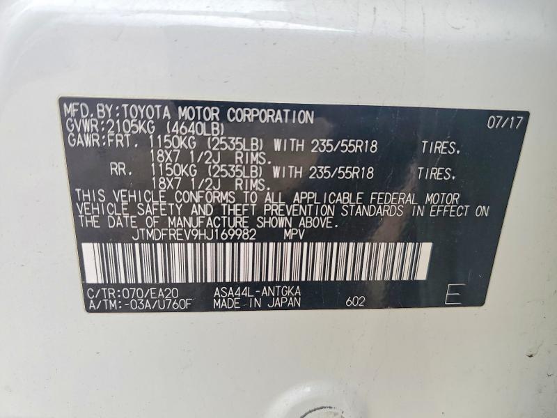 Aukcja sprzedaży 2017 Toyota Rav4, vin: JTMDFREV9HJ169982, numer aukcji: 47787896