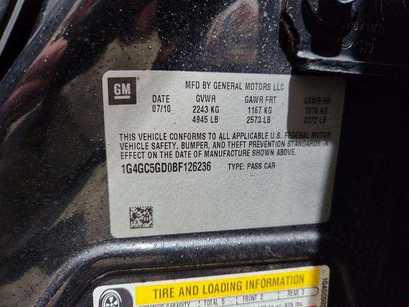 47355516 :رقم المزاد ، 1G4GC5GD0BF126236 vin ، 2011 Buick Lacrosse مزاد بيع