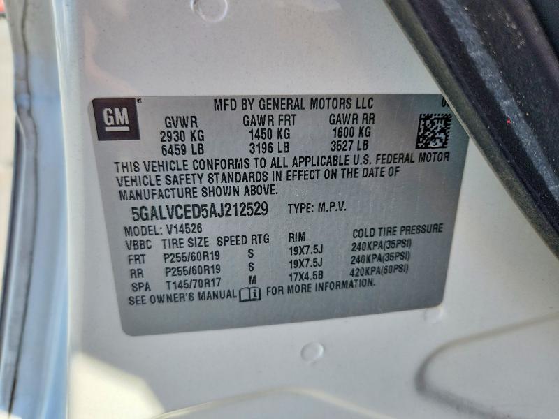 Aukcja sprzedaży 2010 Buick Enclave, vin: 5GALVCED5AJ212529, numer aukcji: 46937156