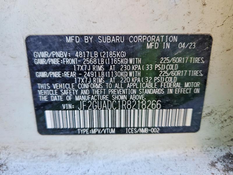 2024 Subaru Crosstrek მანქანა იყიდება აუქციონზე, vin: JF2GUADC1R8218266, აუქციონის ნომერი: 46498176