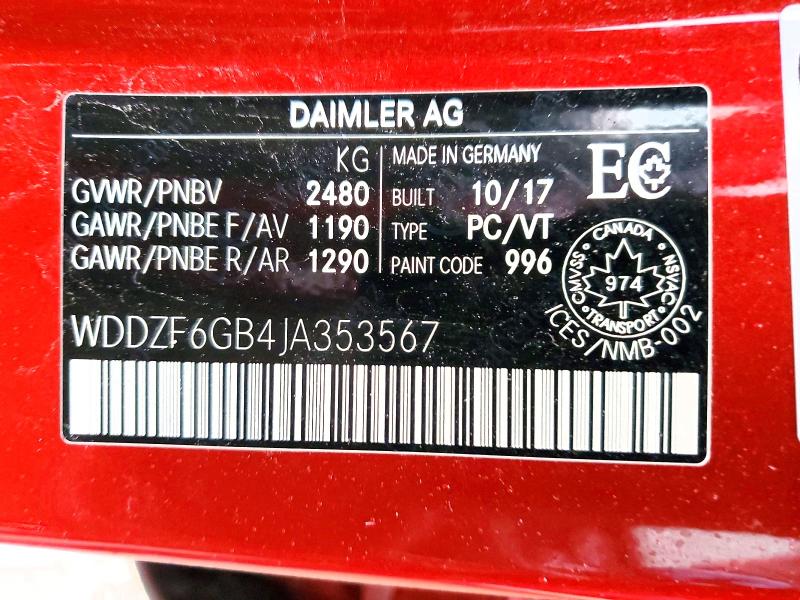 45792636 :رقم المزاد ، WDDZF6GB4JA353567 vin ، 2018 Mercedes-benz E مزاد بيع
