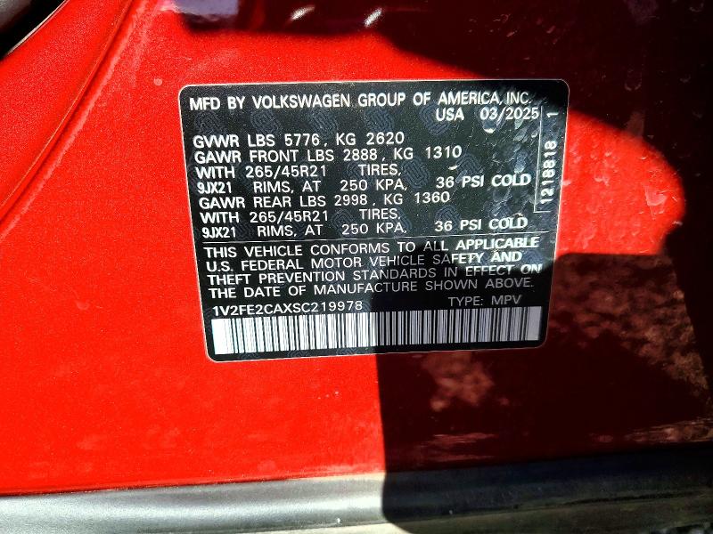 Aukcja sprzedaży 2025 Volkswagen Atlas Cross Sport, vin: 1V2FE2CAXSC219978, numer aukcji: 46903746